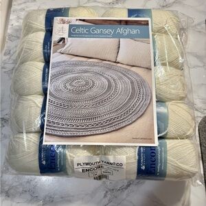 Afghan Blanket Throw Crochet Kit Plymouth Yarn Wool Encore Yarn Pack New